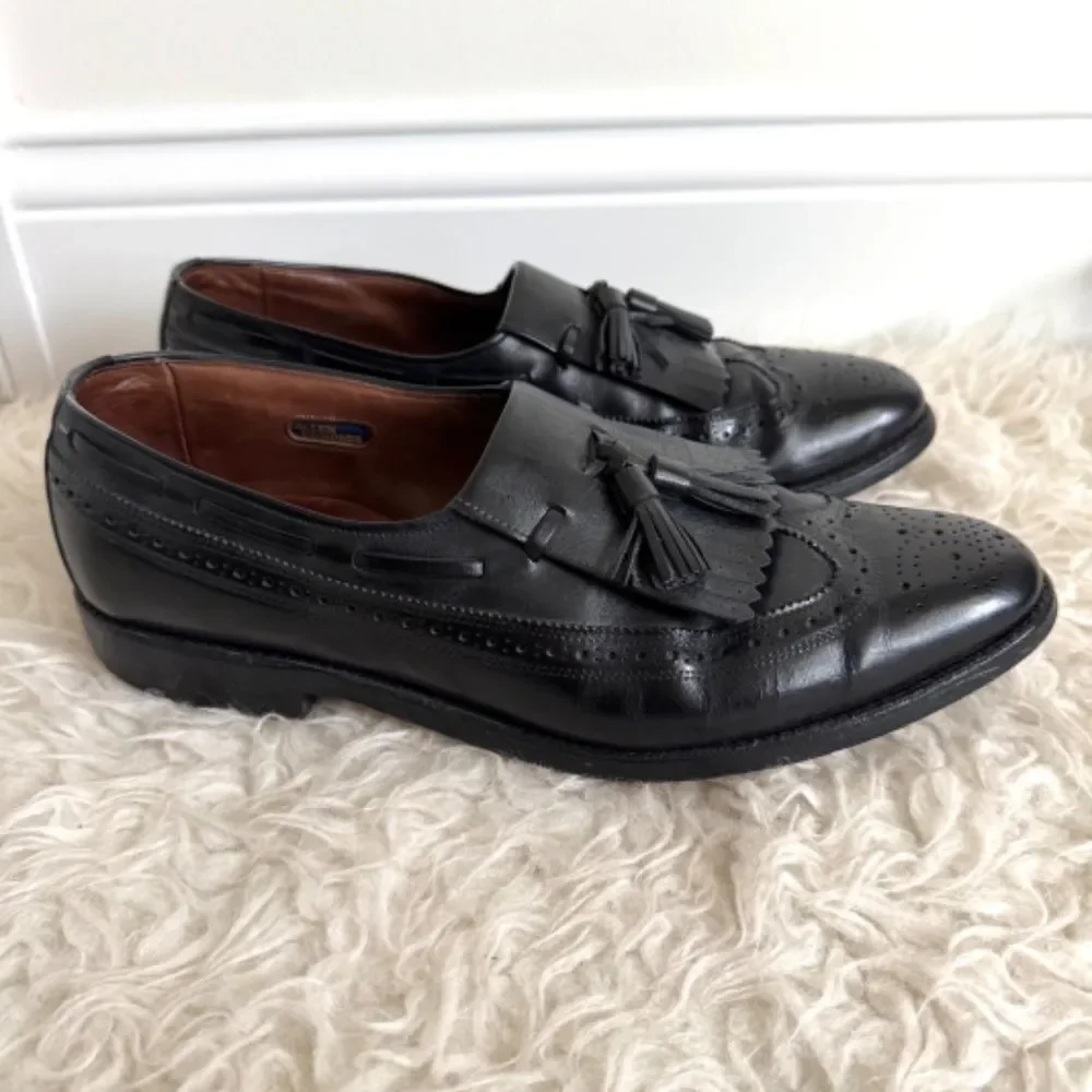 Allen Edmonds Kiltie Black Leather Wingtip Tassel Loafer | Size 10D